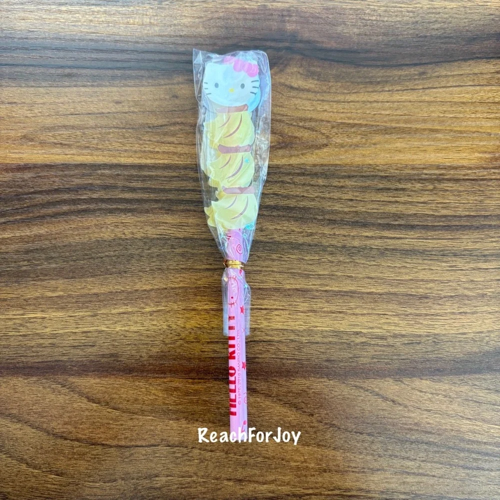 Hello Kitty Sanrio Pencil 2010 Wood #2 Pencil Banana Erasers Pink Red Music Note